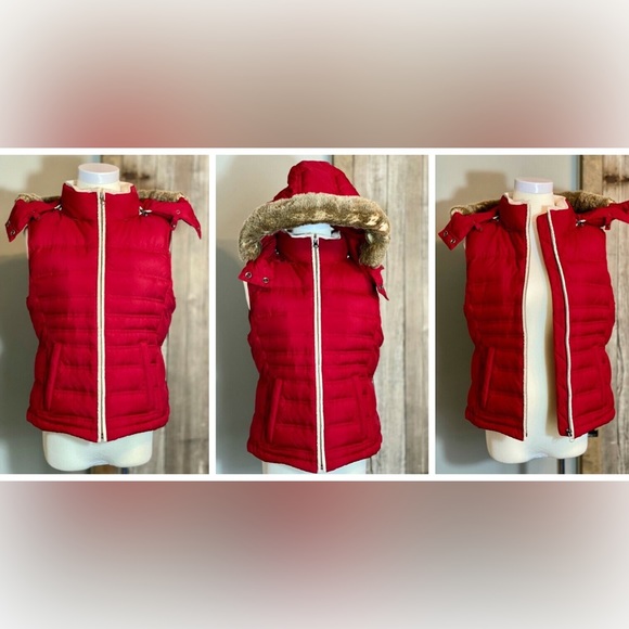 Ann Taylor Loft down puffer vest removable hood - Picture 10 of 12